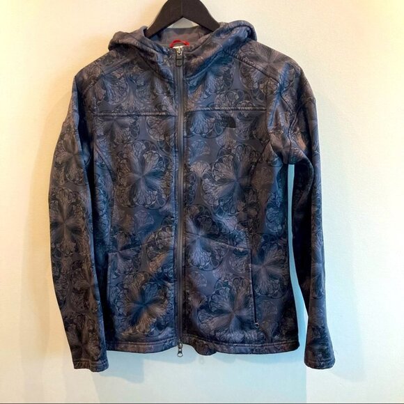 THE NORTH FACE Sz M TNF Apex Floral Soft Shell  Hooded Jacket Zipper Pockets - Picture 1 of 8